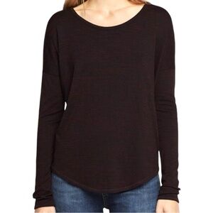 Rag & Bone Jean The Knit Vee Hudson Relaxed Fit Berry Port Heathered Tee ‎ Sz S